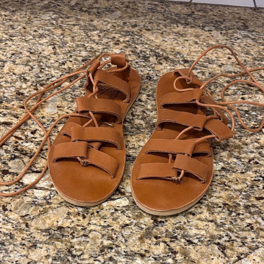 Sseko Tan Leather Strappy Sandals